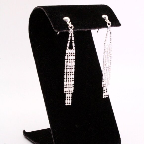 Contemporary Sterling Silver Dainty Drop Waterfall Necklace Earrings Set - Picture 5 of 7